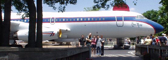 Our group (minus Chris (taking picture)) in front of one of Elvis's jet