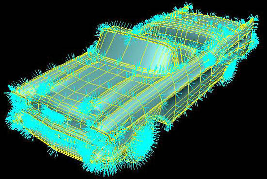 Chevy - Wireframe and normals