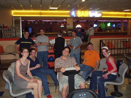 A whole lot of us bowling