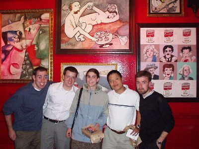 Us at the Stinking Rose foyer